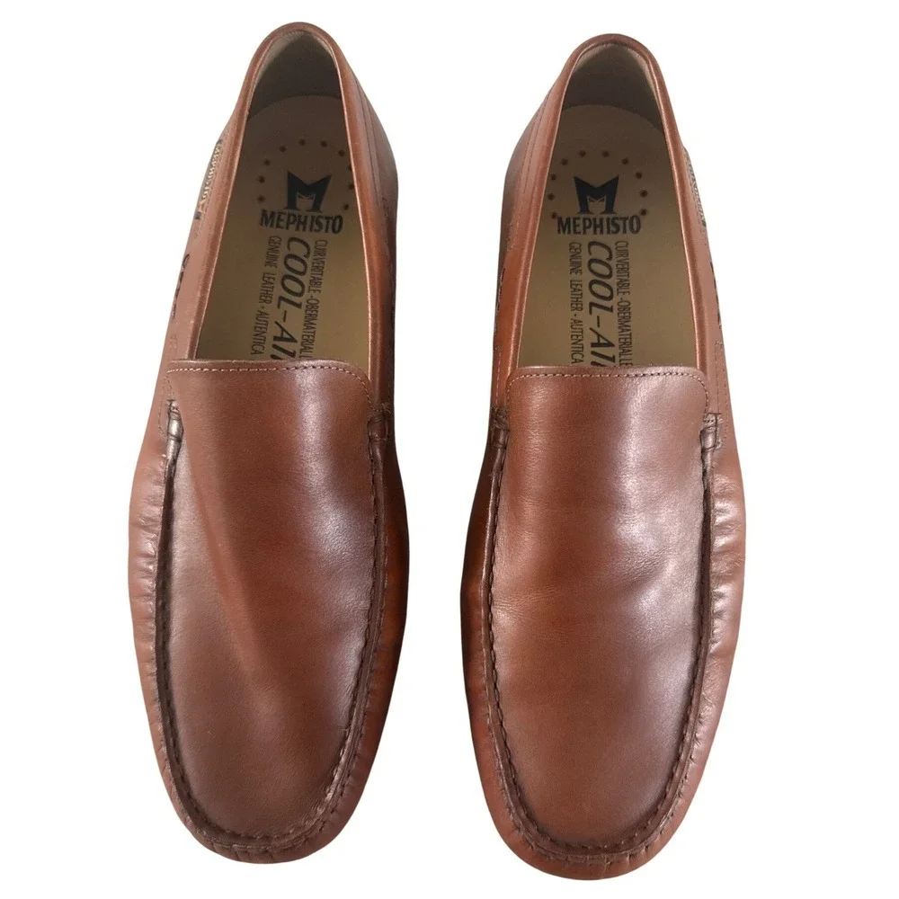 Mephisto Algoras Brandy Leather Loafers Shoes Men's 11 Moccasin Comfort Brown